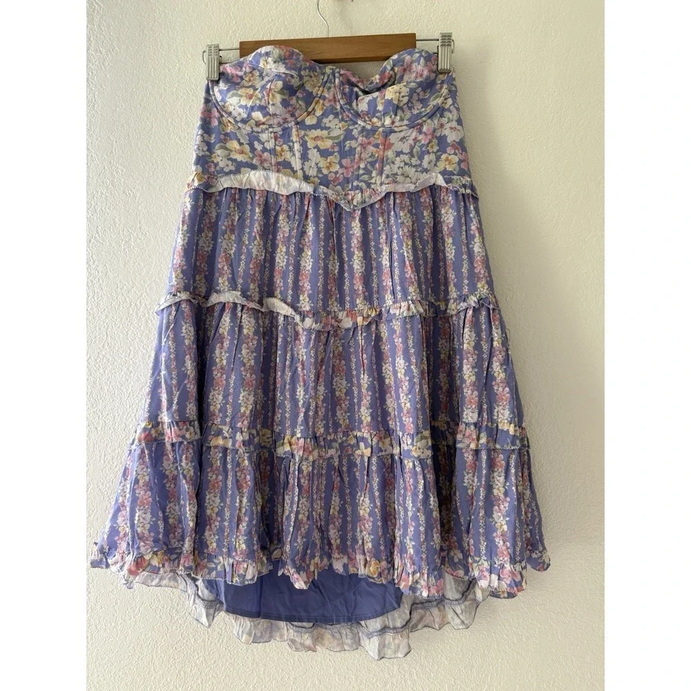 Altar'd State Floral Strapless Mini Lined  Sundress Size XL
